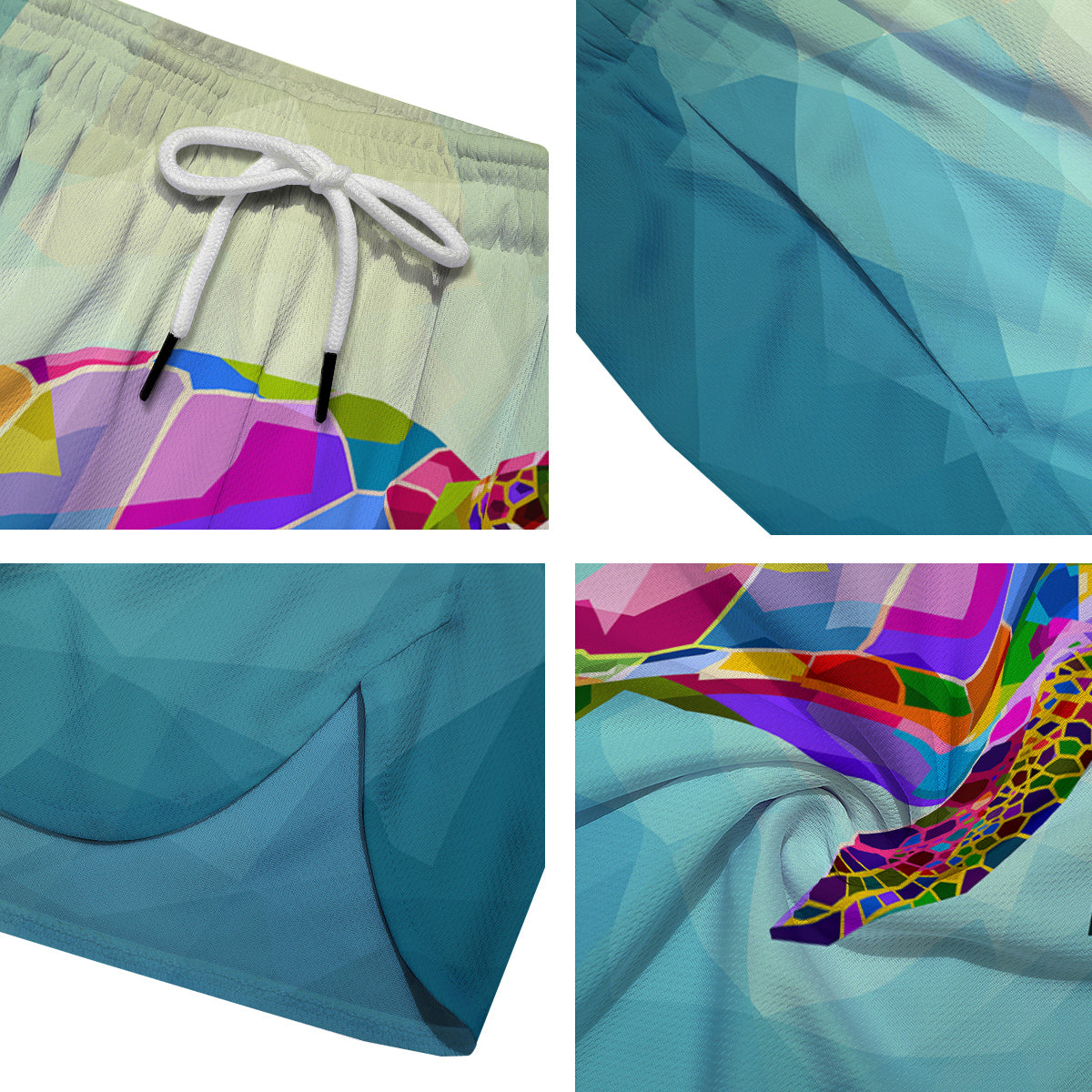 Sea Turtle Colorful Print Men's Running Shorts-grizzshop
