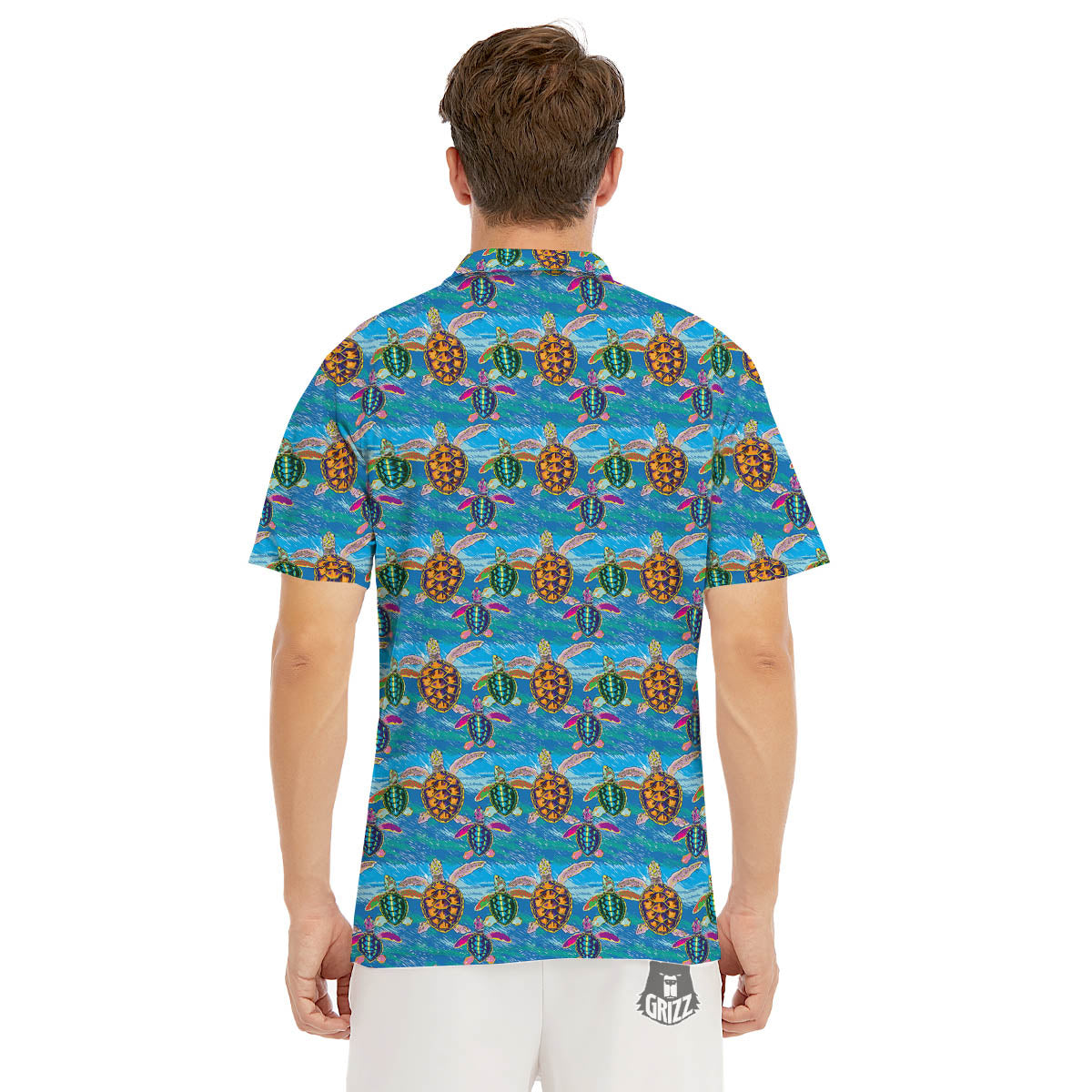 Sea Turtle Colorful Print Pattern Men's Golf Shirts-grizzshop