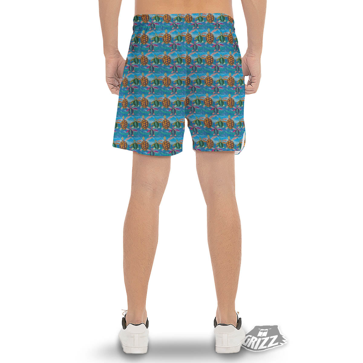 Sea Turtle Colorful Print Pattern Men's Gym Shorts-grizzshop