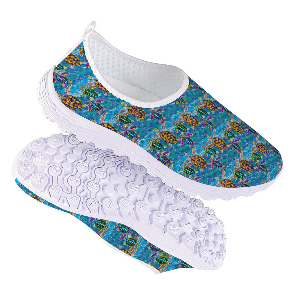 Sea Turtle Colorful Print Pattern Nurse Shoes-grizzshop