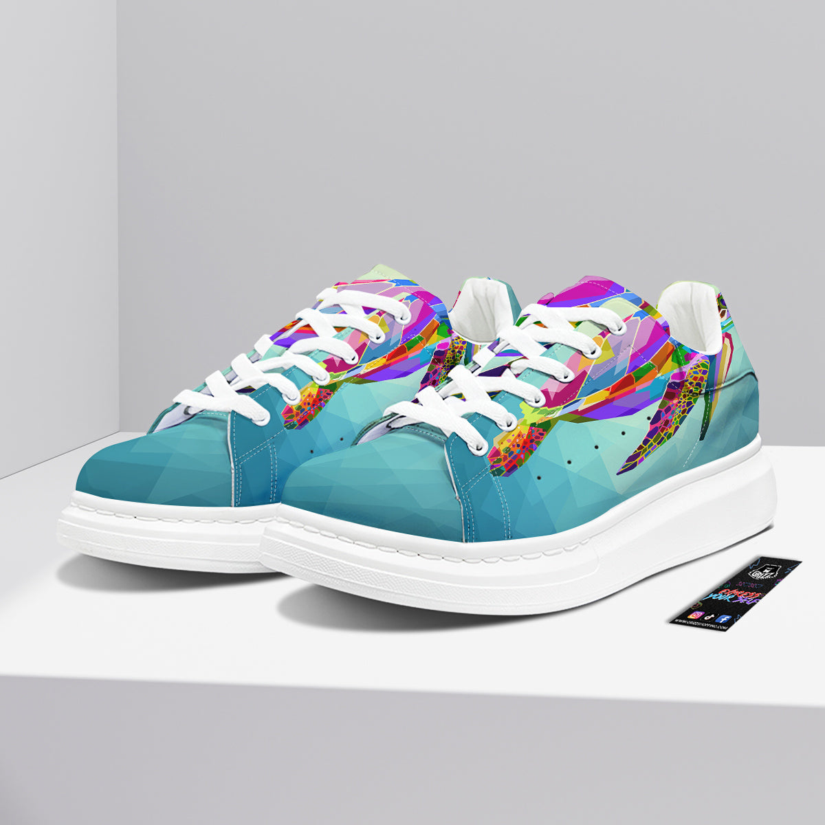 Sea Turtle Colorful Print Platform Shoes-grizzshop