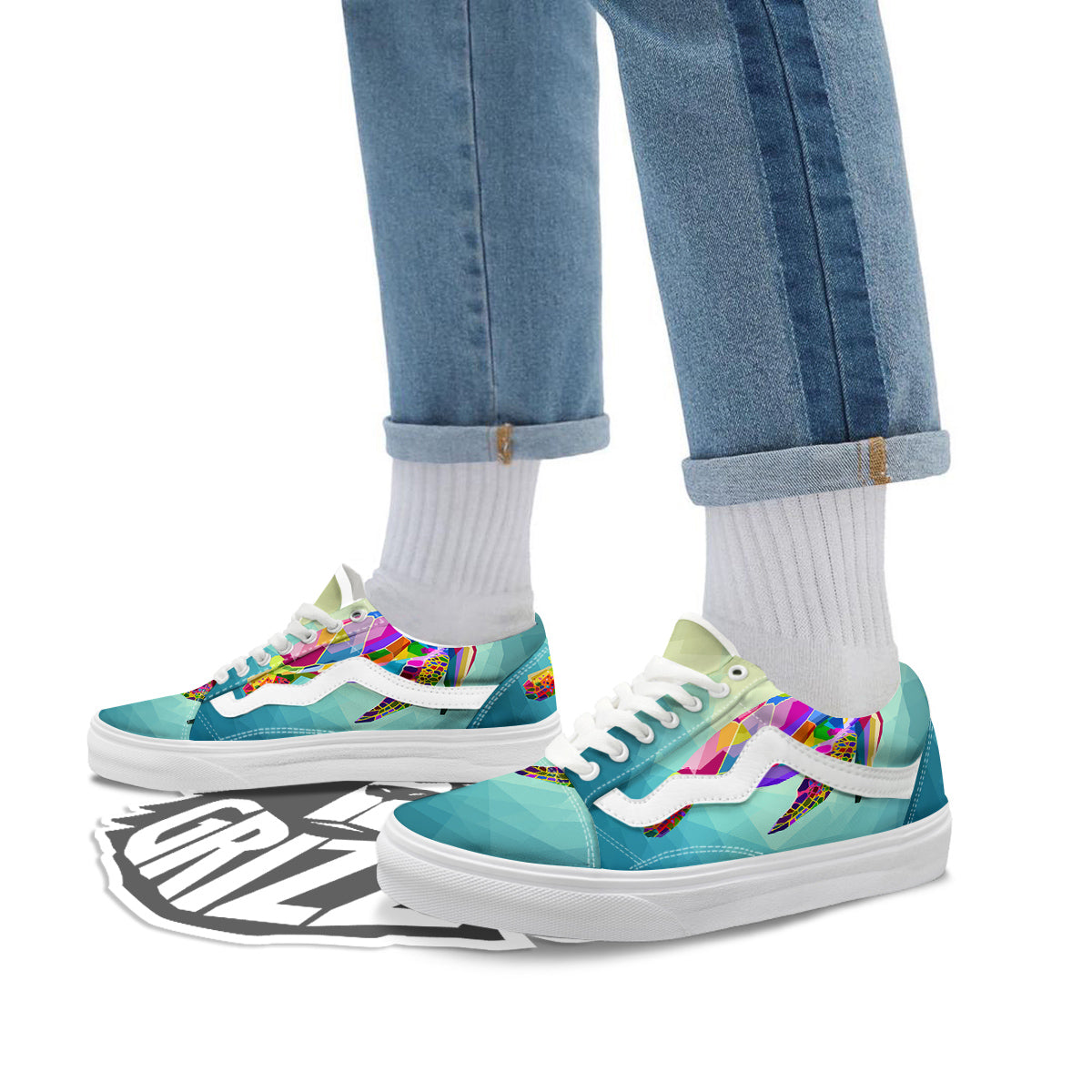 Sea Turtle Colorful Print Skate Shoes-grizzshop