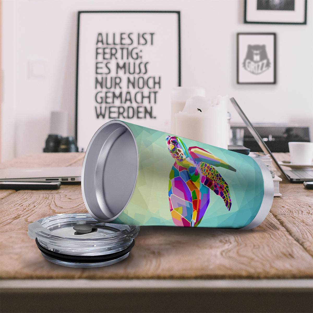 Sea Turtle Colorful Print Tumbler-grizzshop