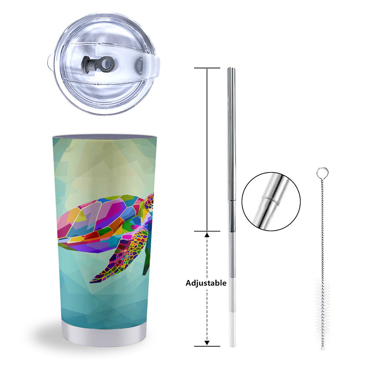 Sea Turtle Colorful Print Tumbler-grizzshop