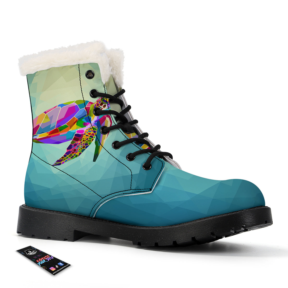 Sea Turtle Colorful Print Winter Boots-grizzshop
