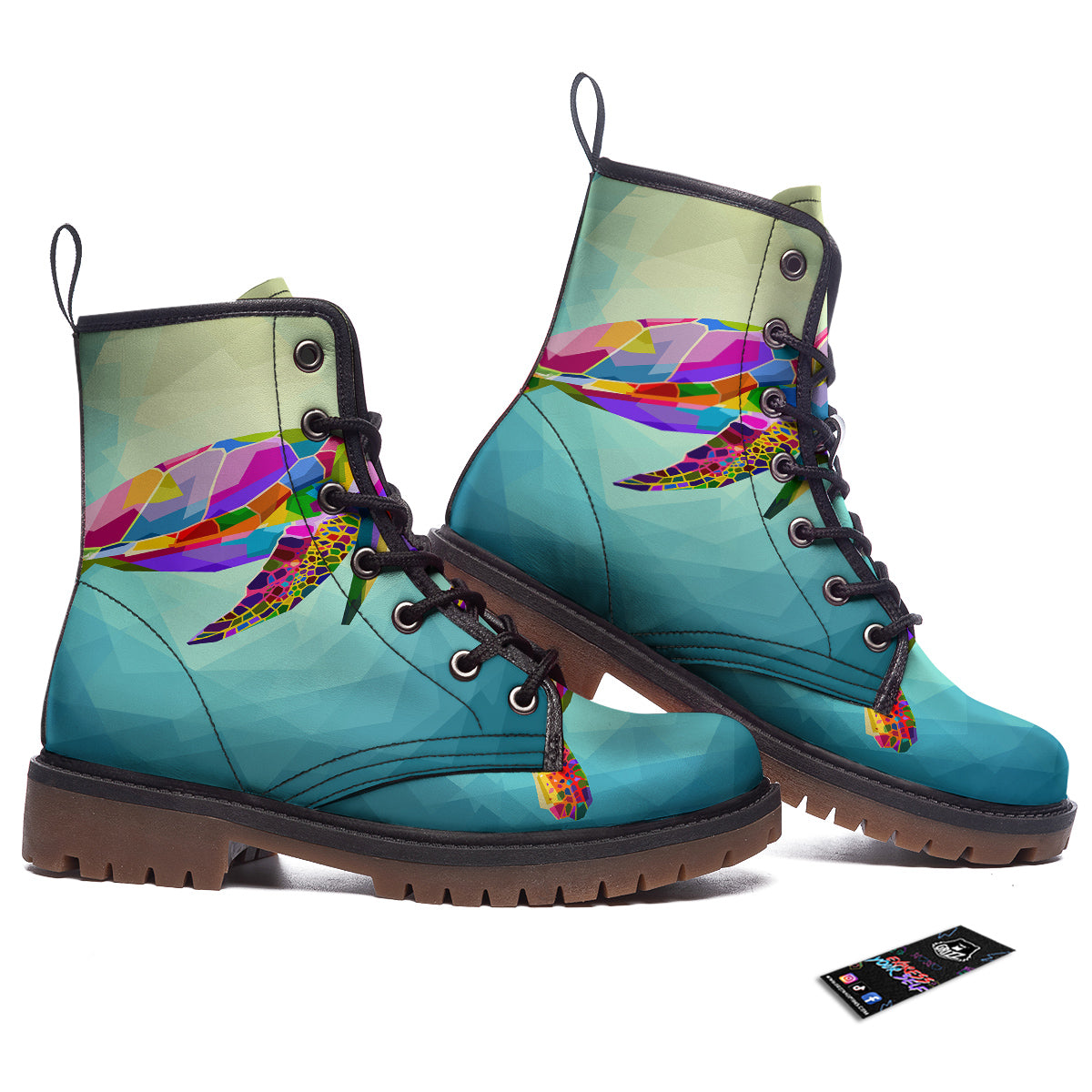 Sea Turtle Colorful Print Work Boots-grizzshop
