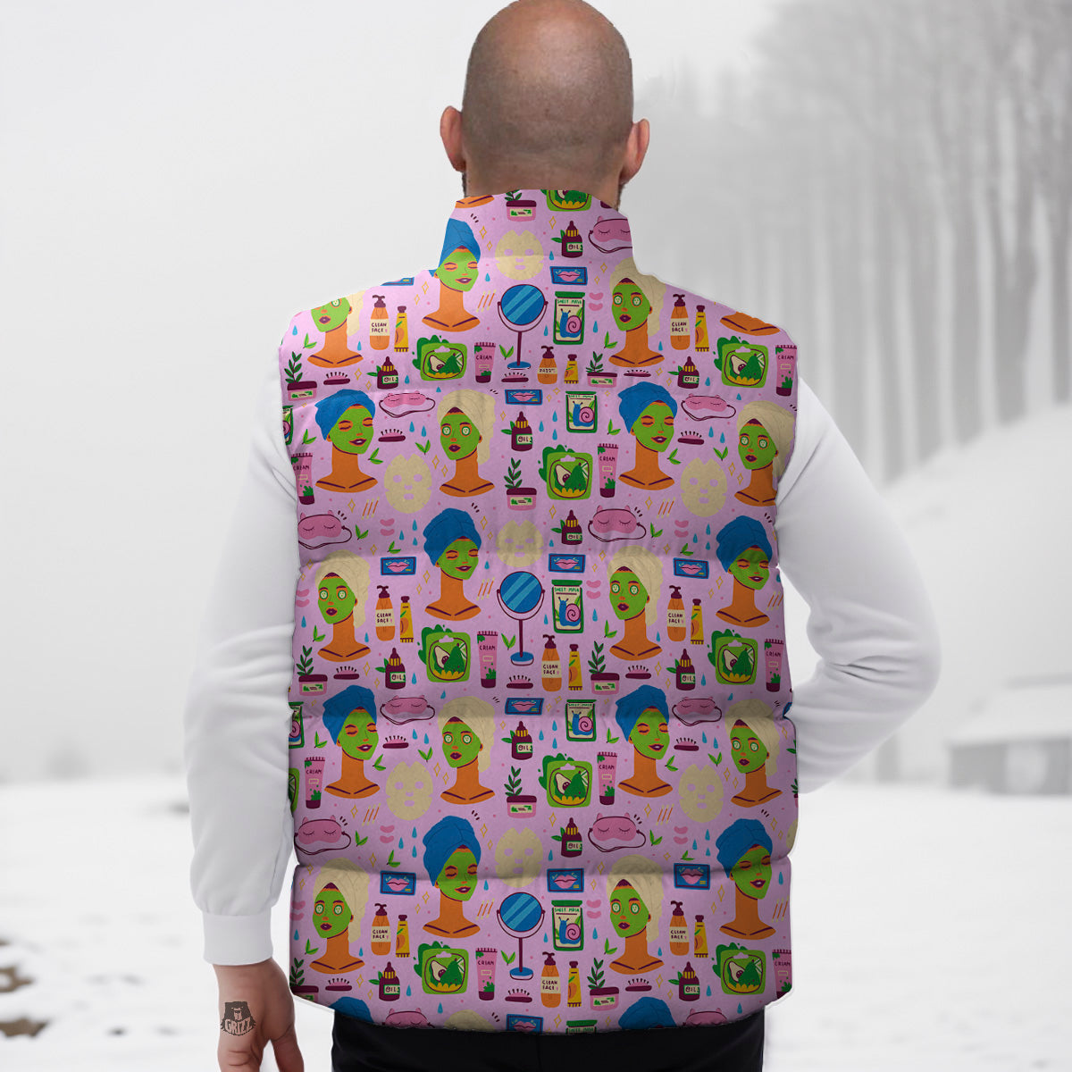 Sea Turtle Floral Hawaiian Pattern Print Down Vest
