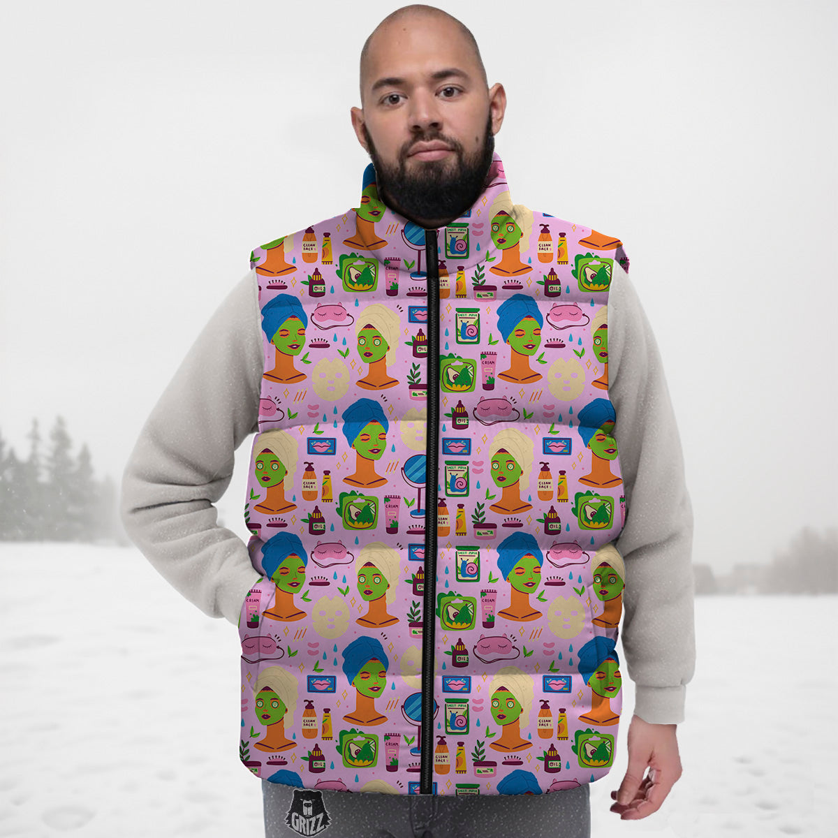 Sea Turtle Floral Hawaiian Pattern Print Down Vest