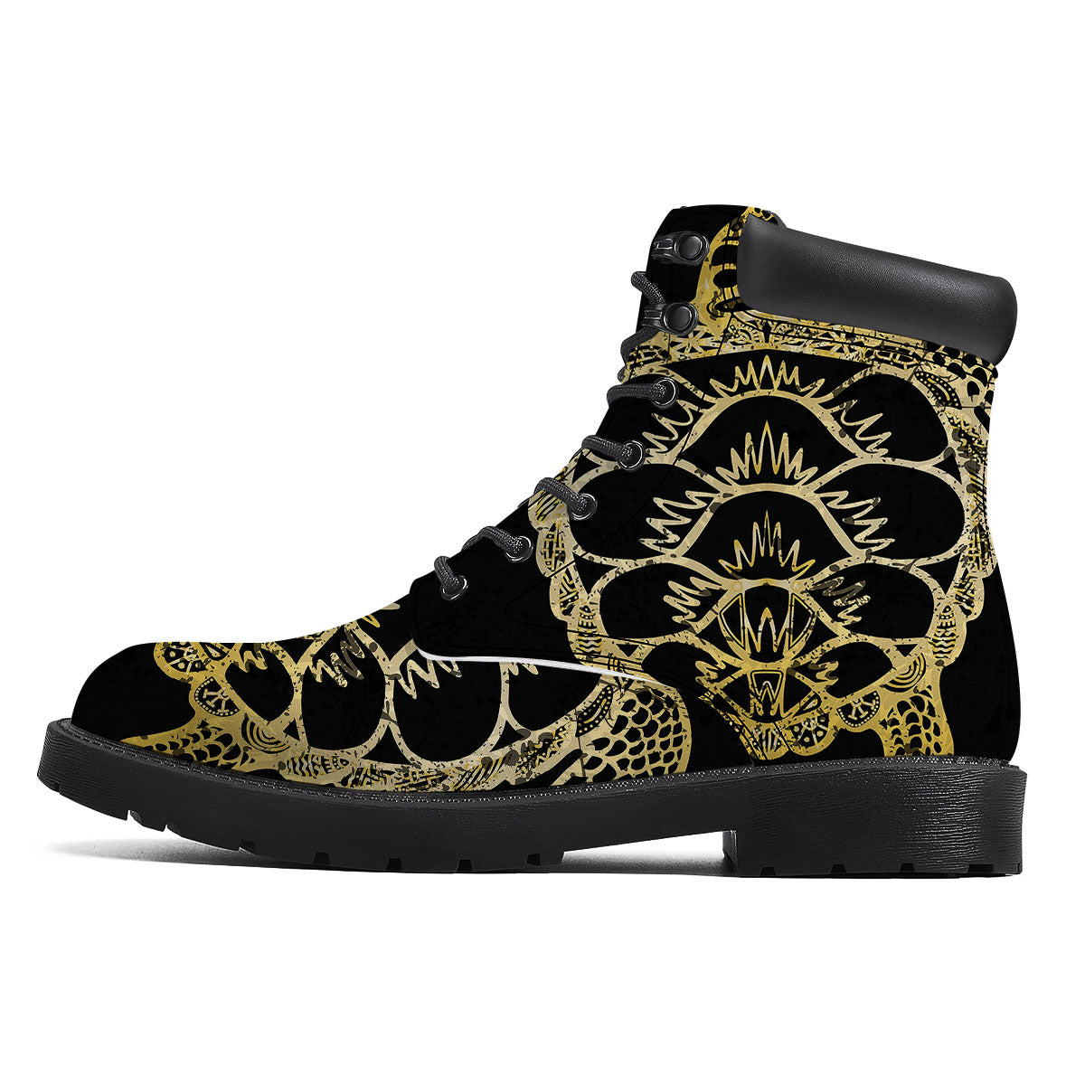 Sea Turtle Gold And Black Print Boots-grizzshop