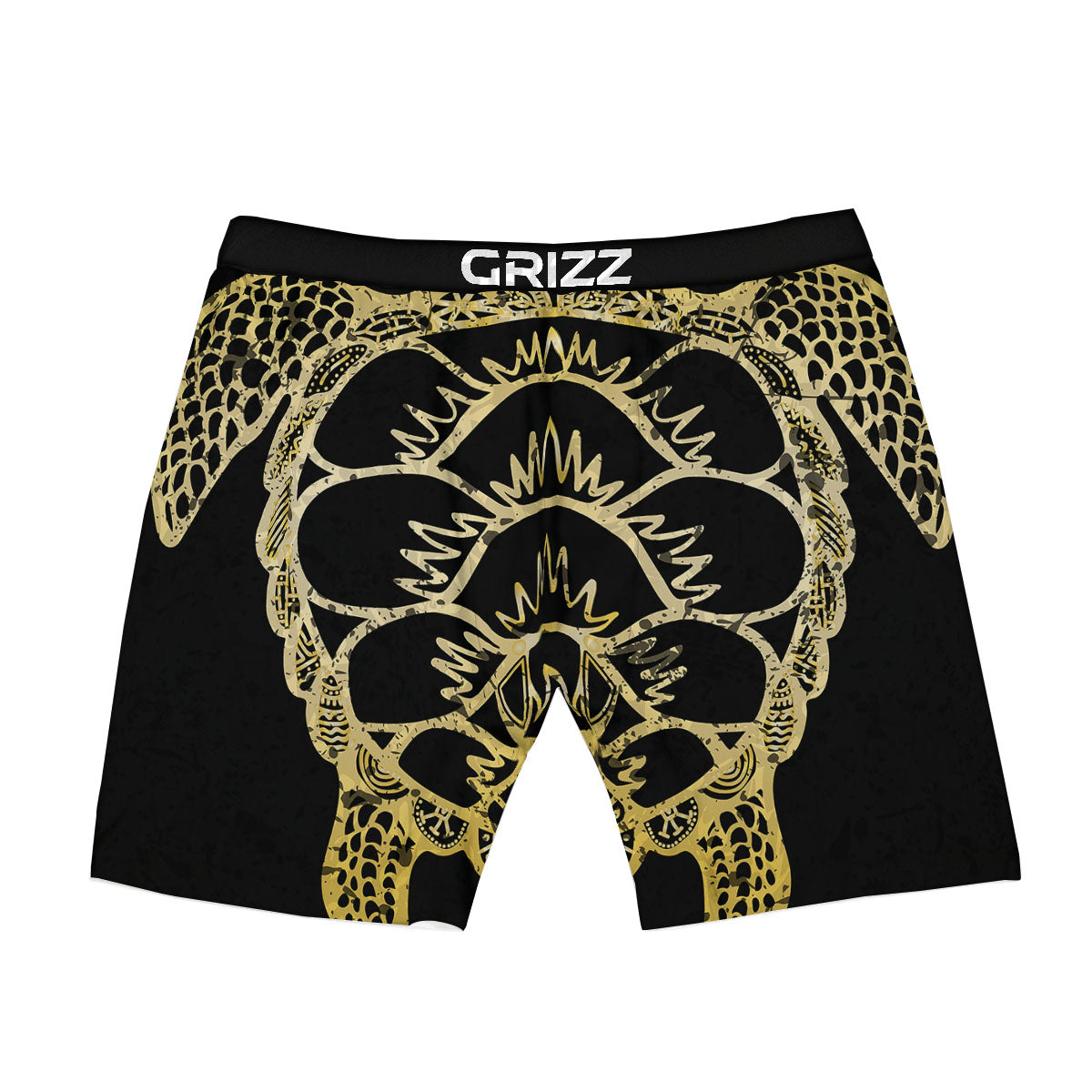 Sea Turtle Gold And Black Print Boxer Briefs-grizzshop