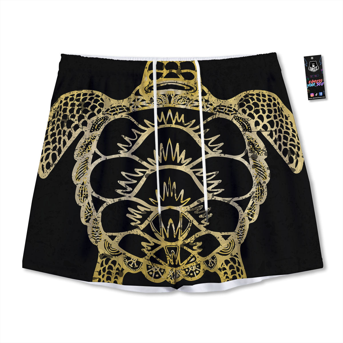 Sandwich Grey Doodle Print Pattern Mesh Shorts