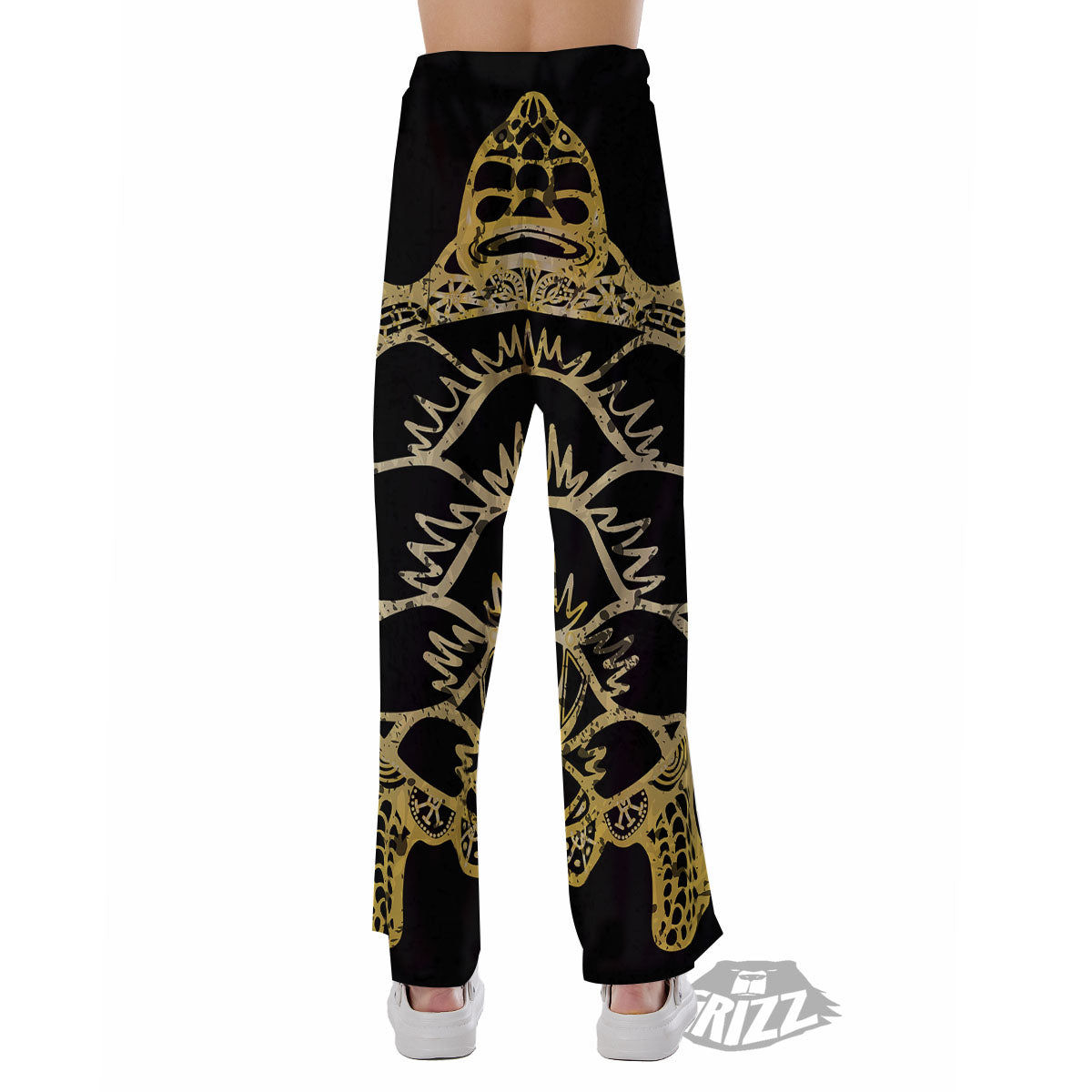 Sea Turtle Gold And Black Print Pajama Pants-grizzshop