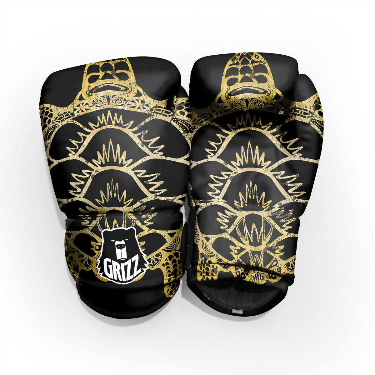 Sea Turtle Gold And Black Print Pro Boxing Glove