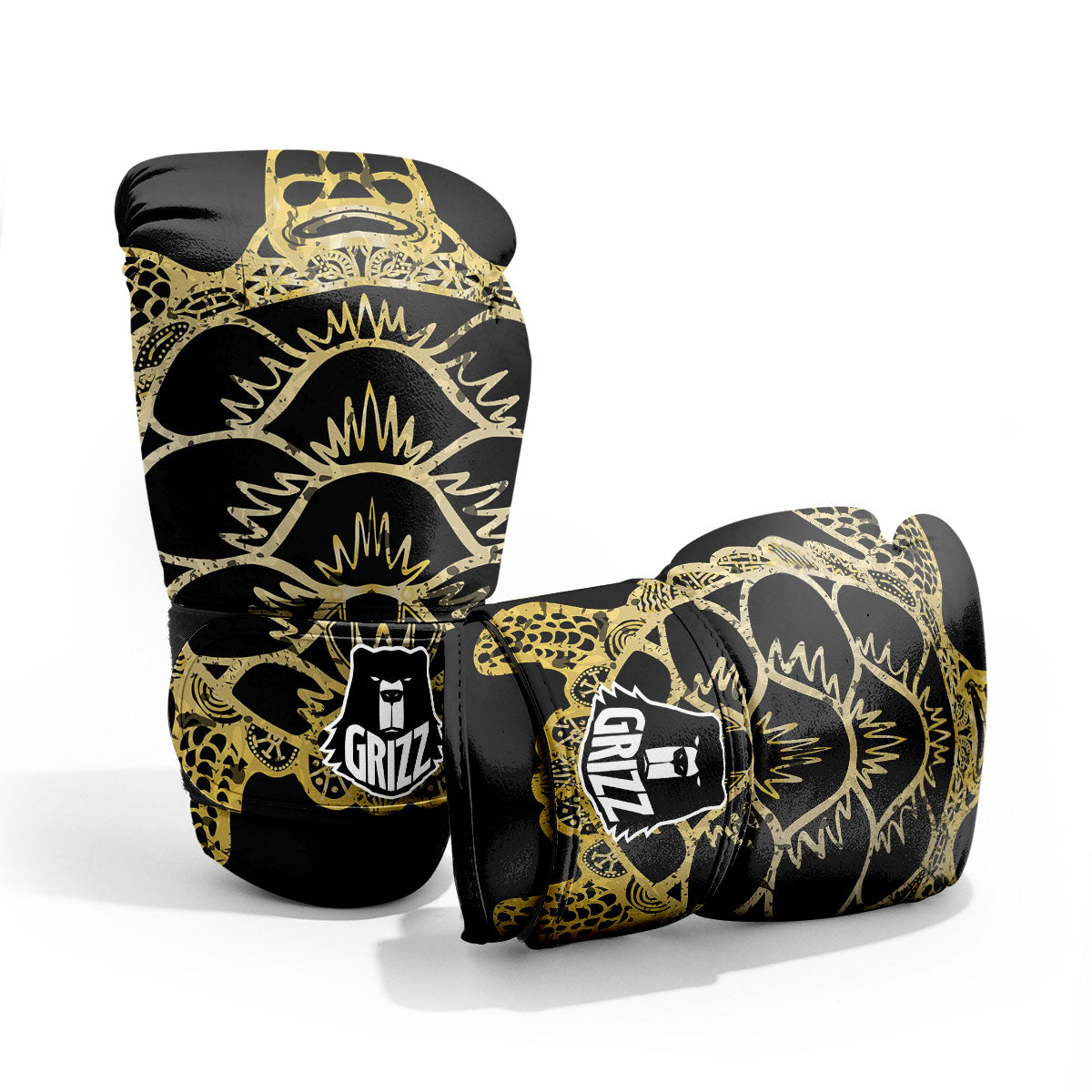 Sea Turtle Gold And Black Print Pro Boxing Glove