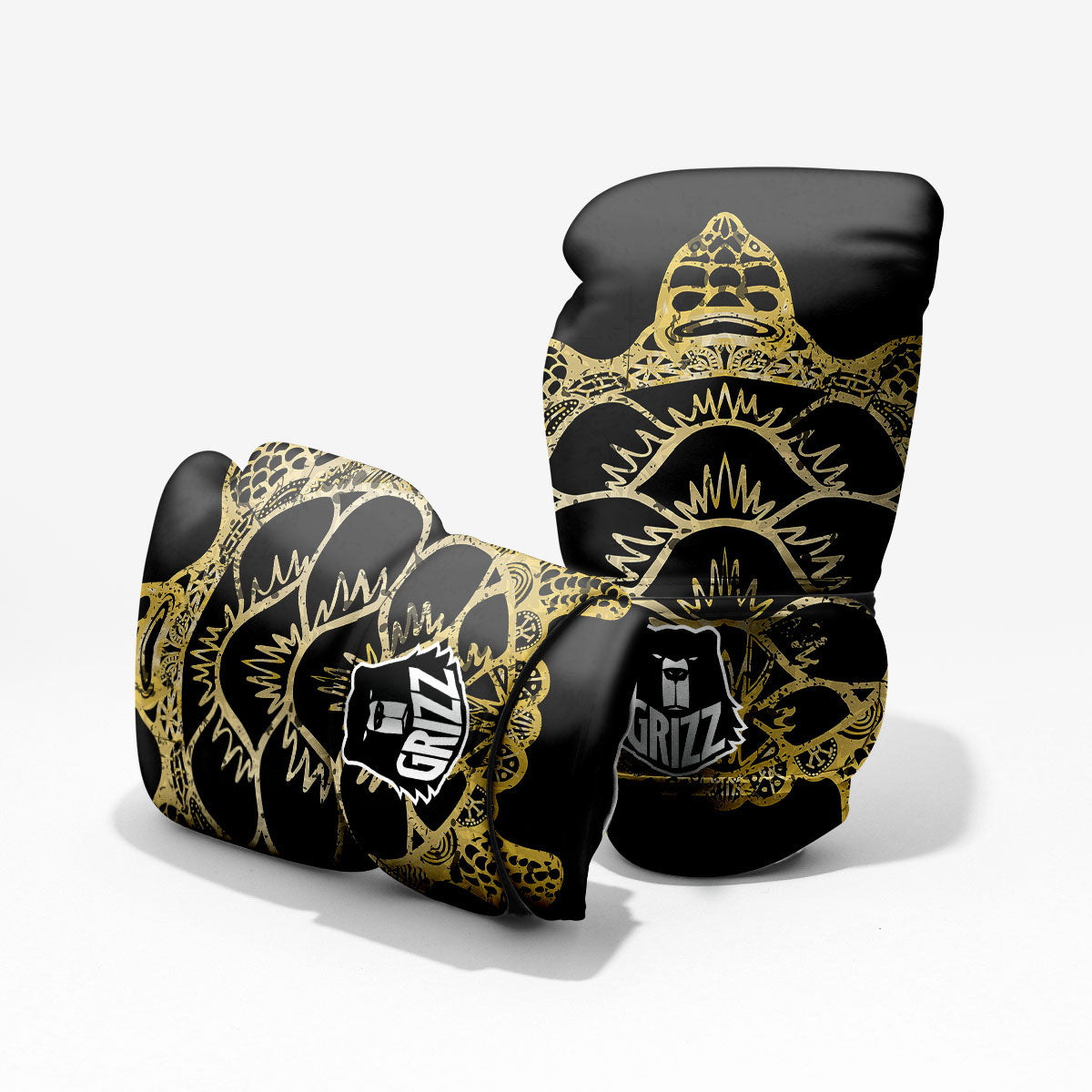 Sea Turtle Gold And Black Print Pro Boxing Glove