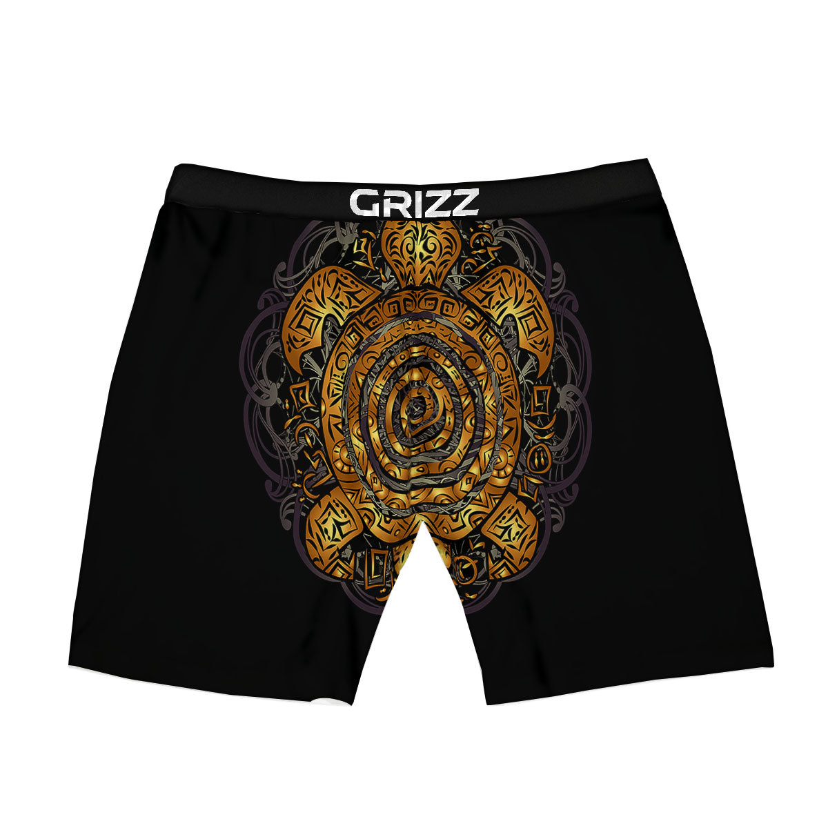 Sea Turtle Golden Tribal Print Boxer Briefs-grizzshop
