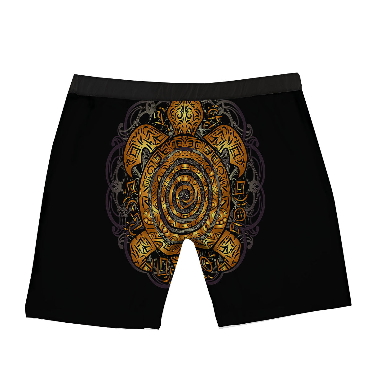 Sea Turtle Golden Tribal Print Boxer Briefs-grizzshop