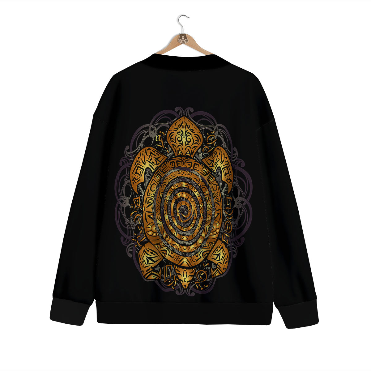 Sea Turtle Golden Tribal Print Cardigan-grizzshop