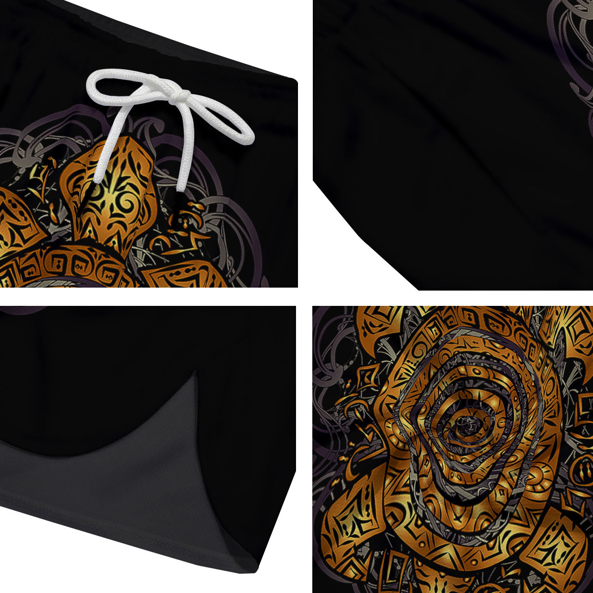 Sea Turtle Golden Tribal Print Men's Running Shorts-grizzshop
