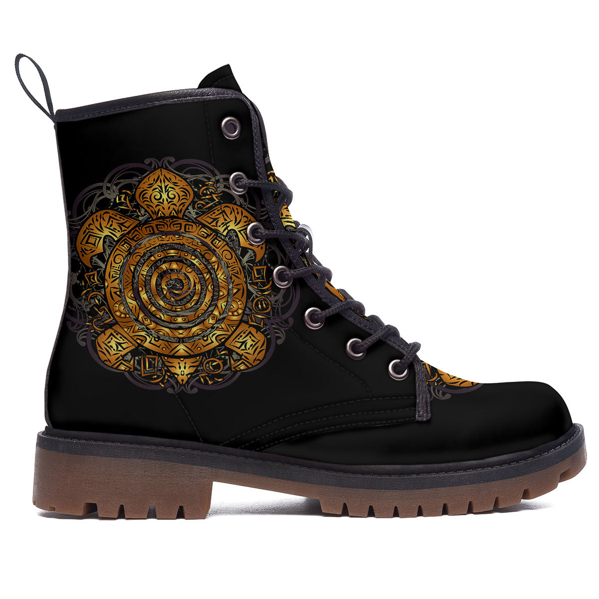 Sea Turtle Golden Tribal Print Work Boots-grizzshop