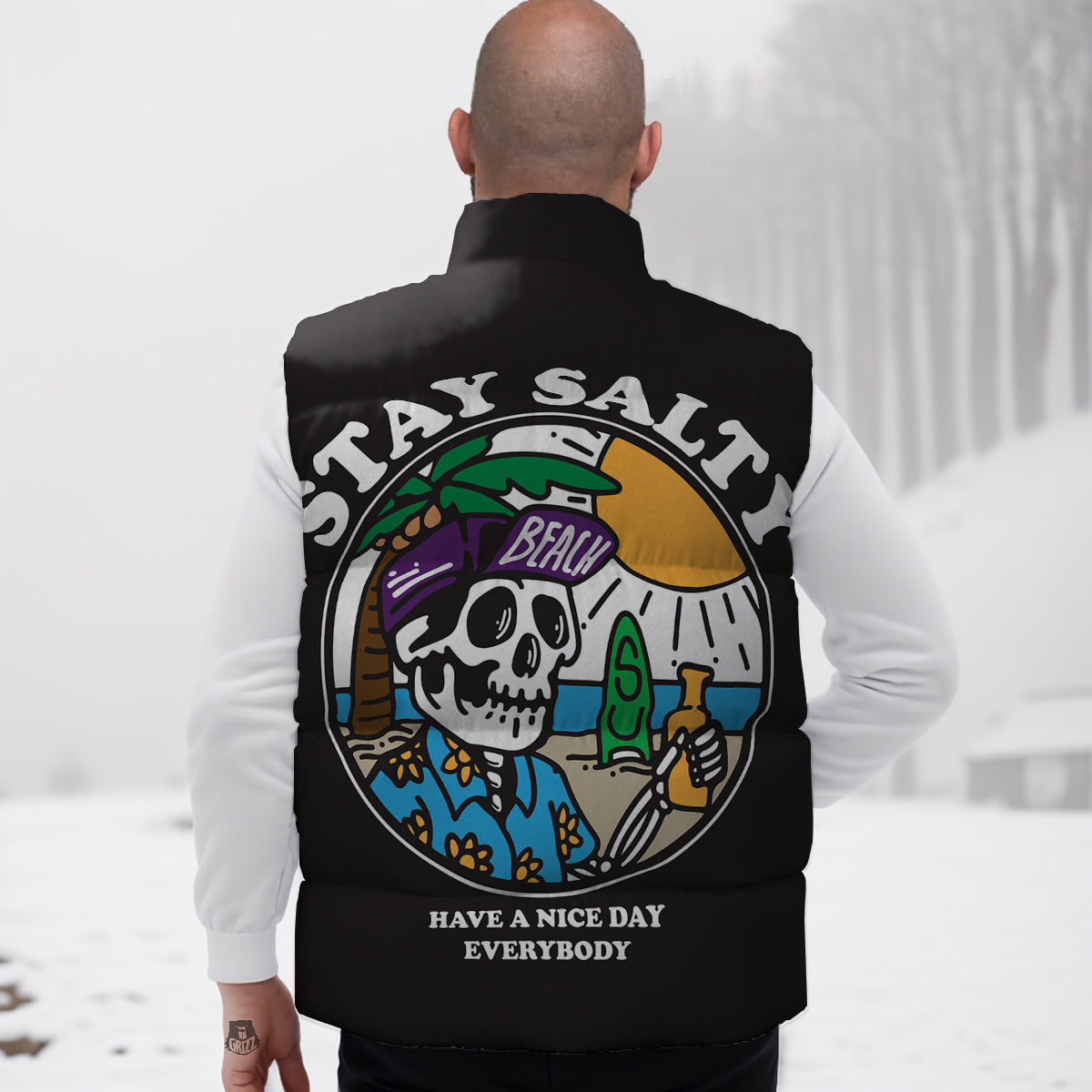 Sea Turtle Hawaiian Pattern Print Down Vest