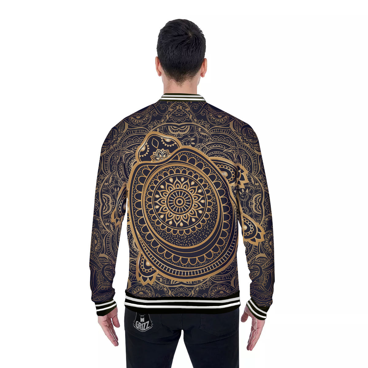 Sea Turtle Native Bohemian Print Baseball Jacket-grizzshop