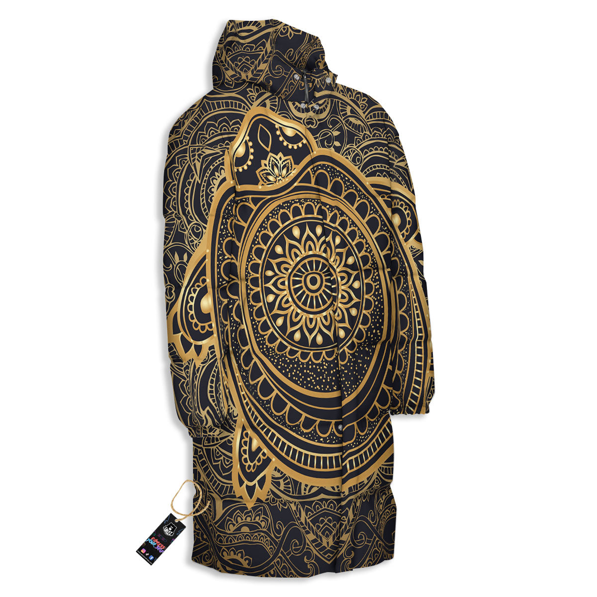 Sea Turtle Native Bohemian Print Long Down Jacket-grizzshop