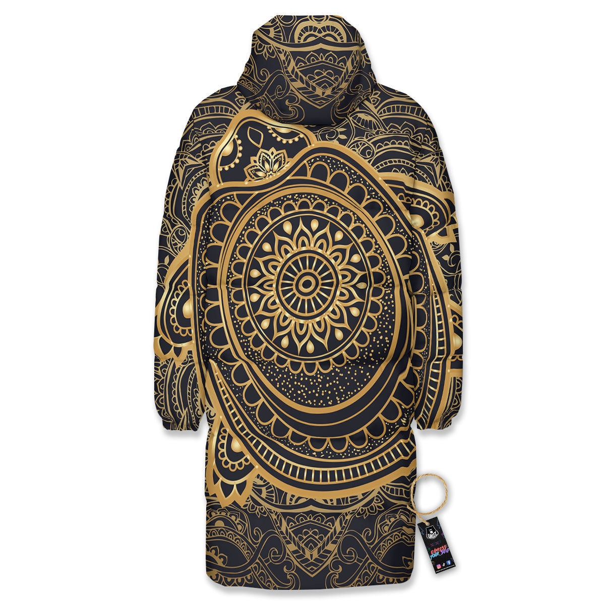 Sea Turtle Native Bohemian Print Long Down Jacket-grizzshop