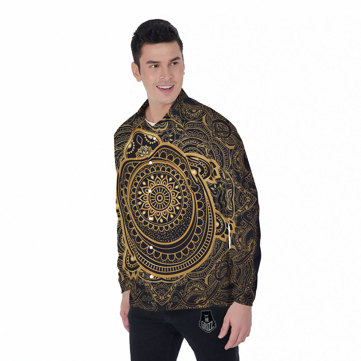 Sea Turtle Native Bohemian Print Men's Long Sleeve Shirts-grizzshop