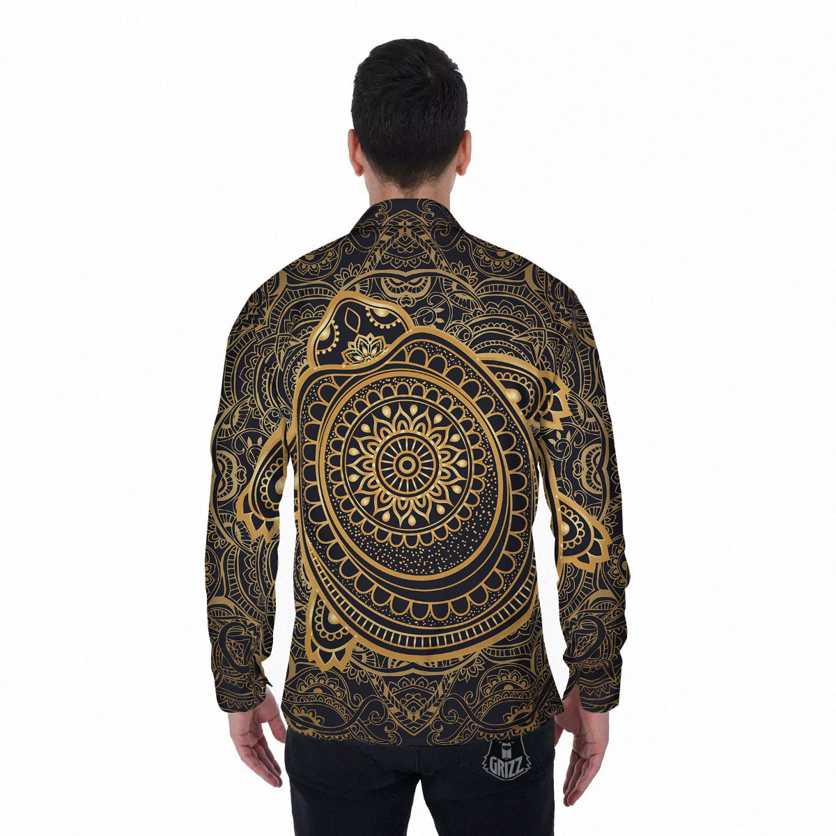 Sea Turtle Native Bohemian Print Men's Long Sleeve Shirts-grizzshop