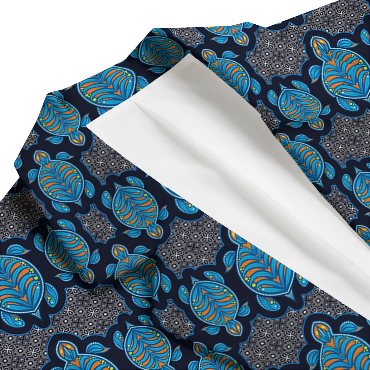 Sea Turtle Retro Print Pattern Men's Blazer-grizzshop