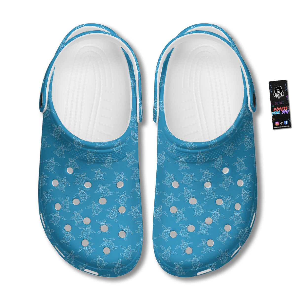 Sea Turtle White And Blue Print Pattern Clog-grizzshop
