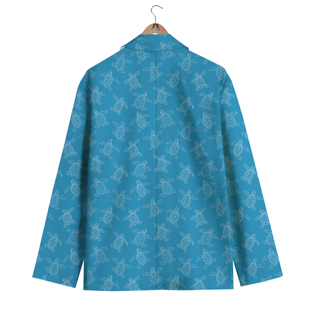 Sea Turtle White And Blue Print Pattern Men's Blazer-grizzshop