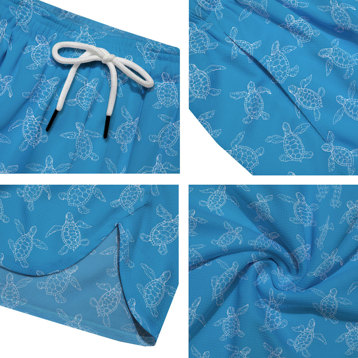 Sea Turtle White And Blue Print Pattern Men's Running Shorts-grizzshop