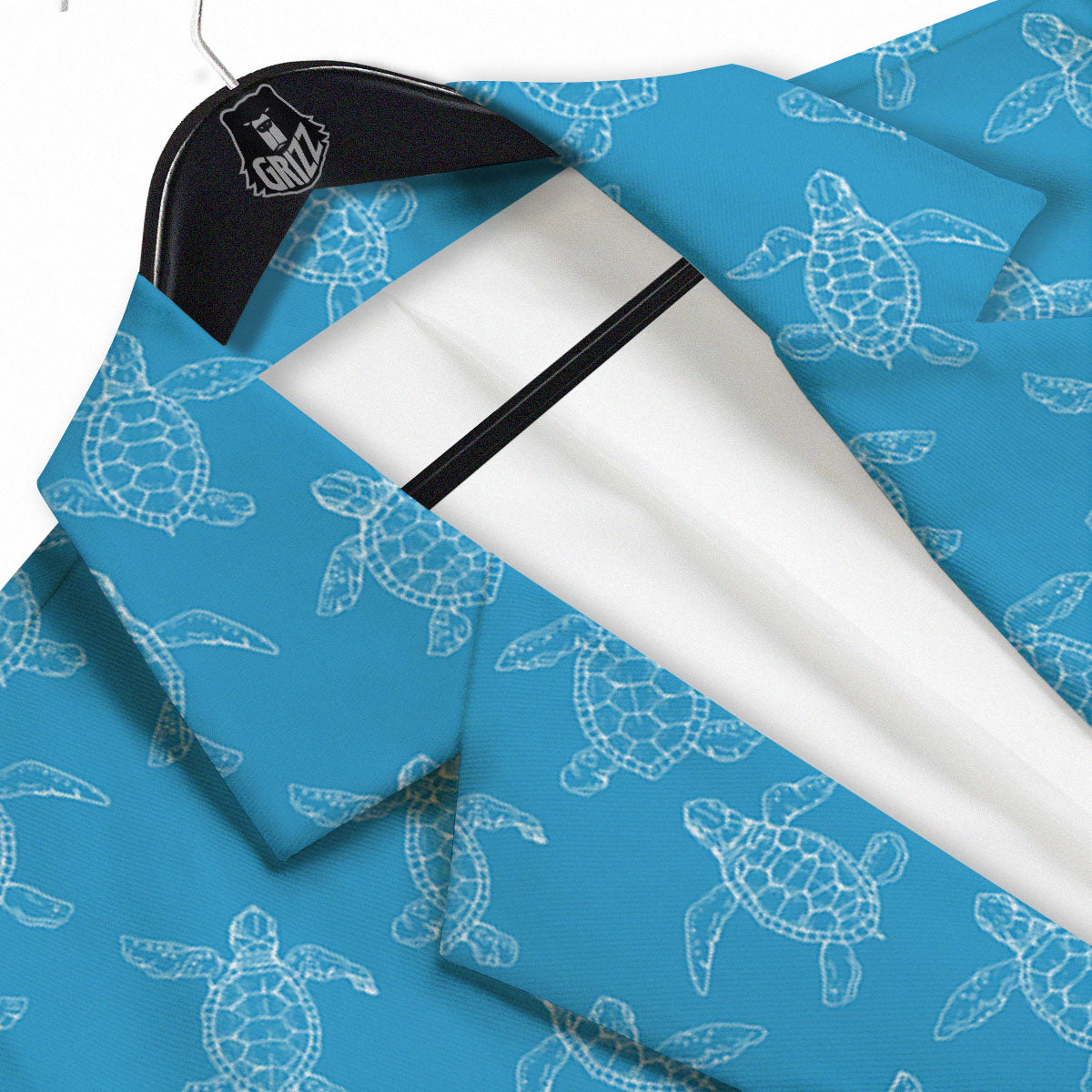 Sea Turtle White And Blue Print Pattern Men's Sport Coat-grizzshop