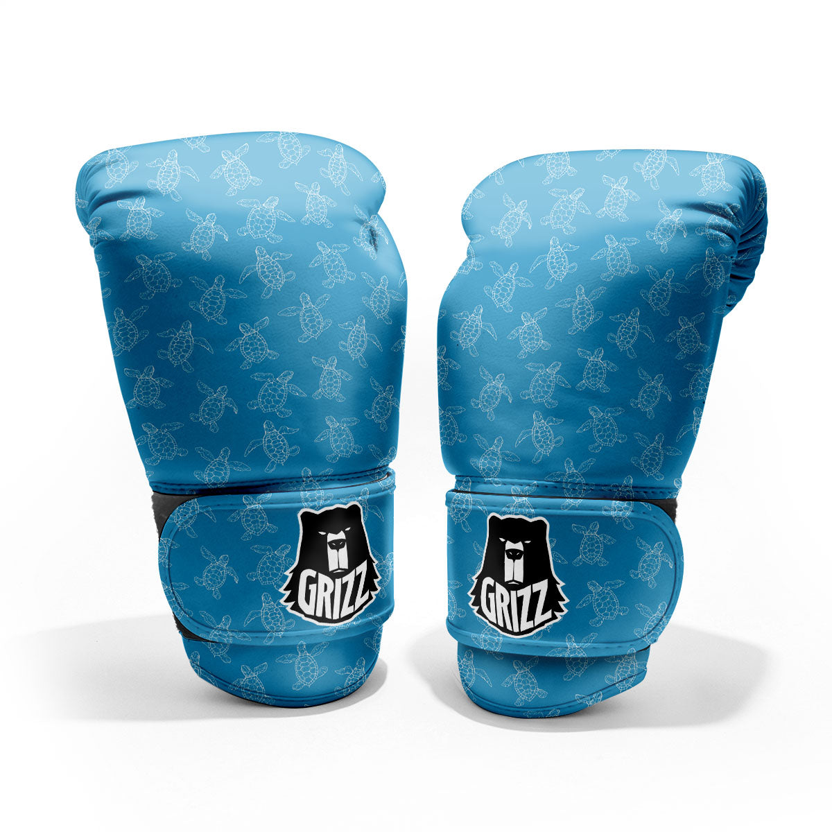 Sea Turtle White And Blue Print Pattern Sparring Gloves-grizzshop