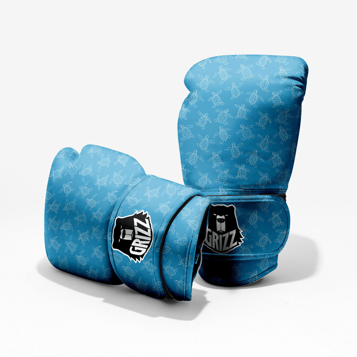 Sea Turtle White And Blue Print Pattern Sparring Gloves-grizzshop