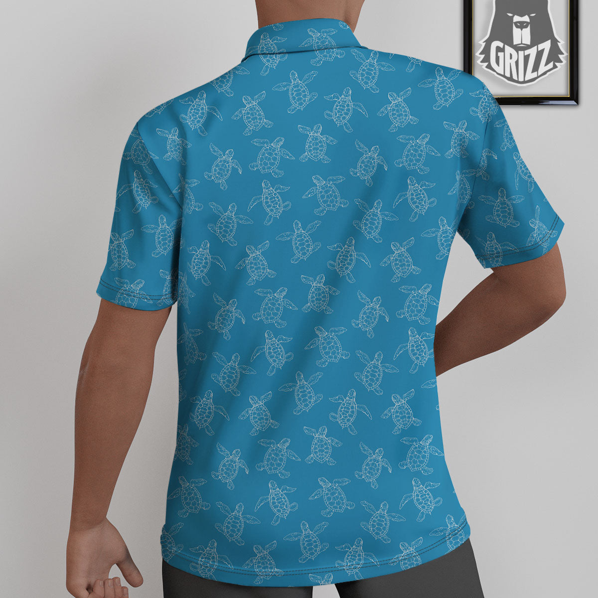 Sea Turtle White And Blue Print Pattern Untucked Shirts-grizzshop