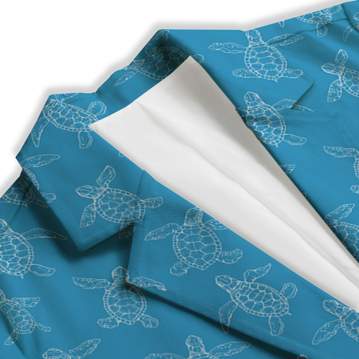 Sea Turtle White And Blue Print Pattern Women's Blazer-grizzshop
