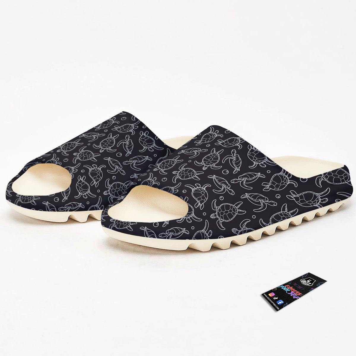 Sea Turtle Black And White Print Pattern Sandals-grizzshop
