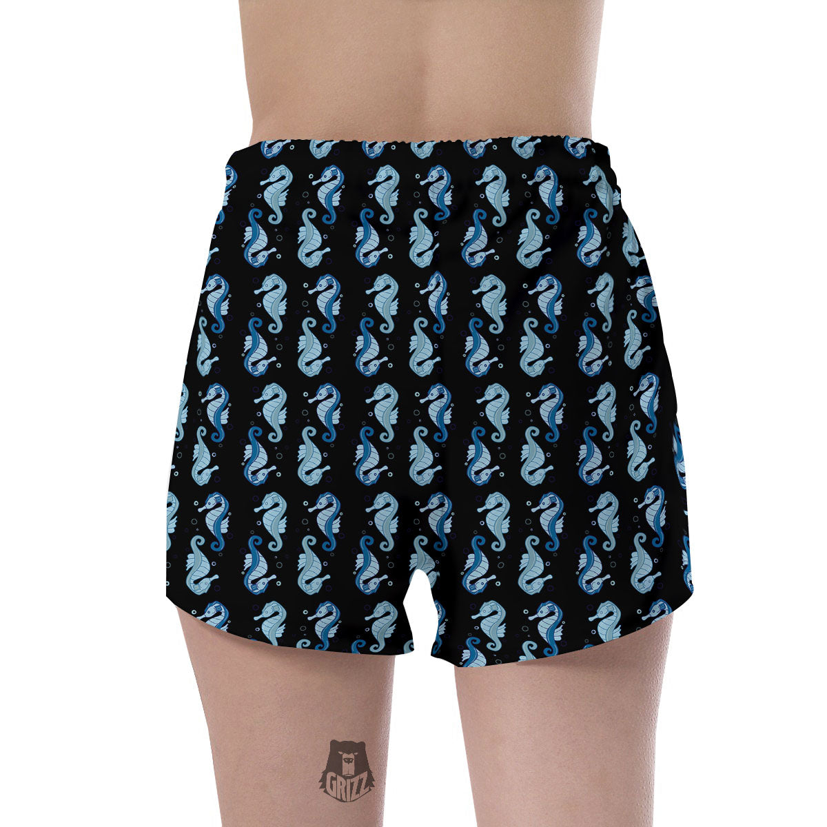 Seahorse Blue Print Pattern Women's Shorts-grizzshop