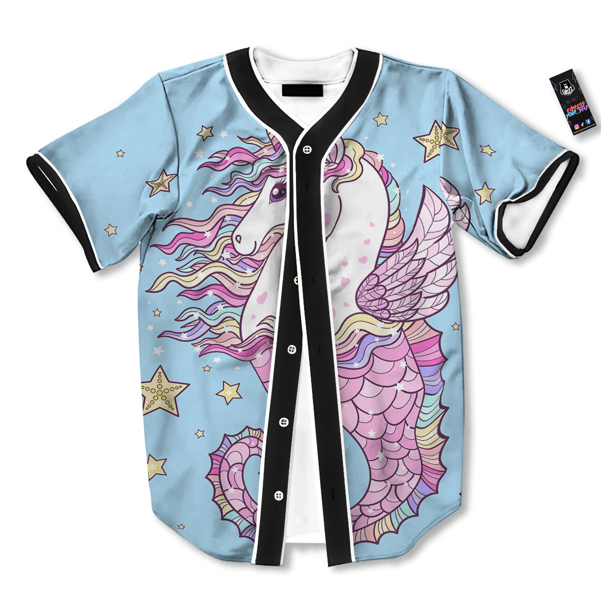 Seahorse Colorful Print Baseball Jersey-grizzshop