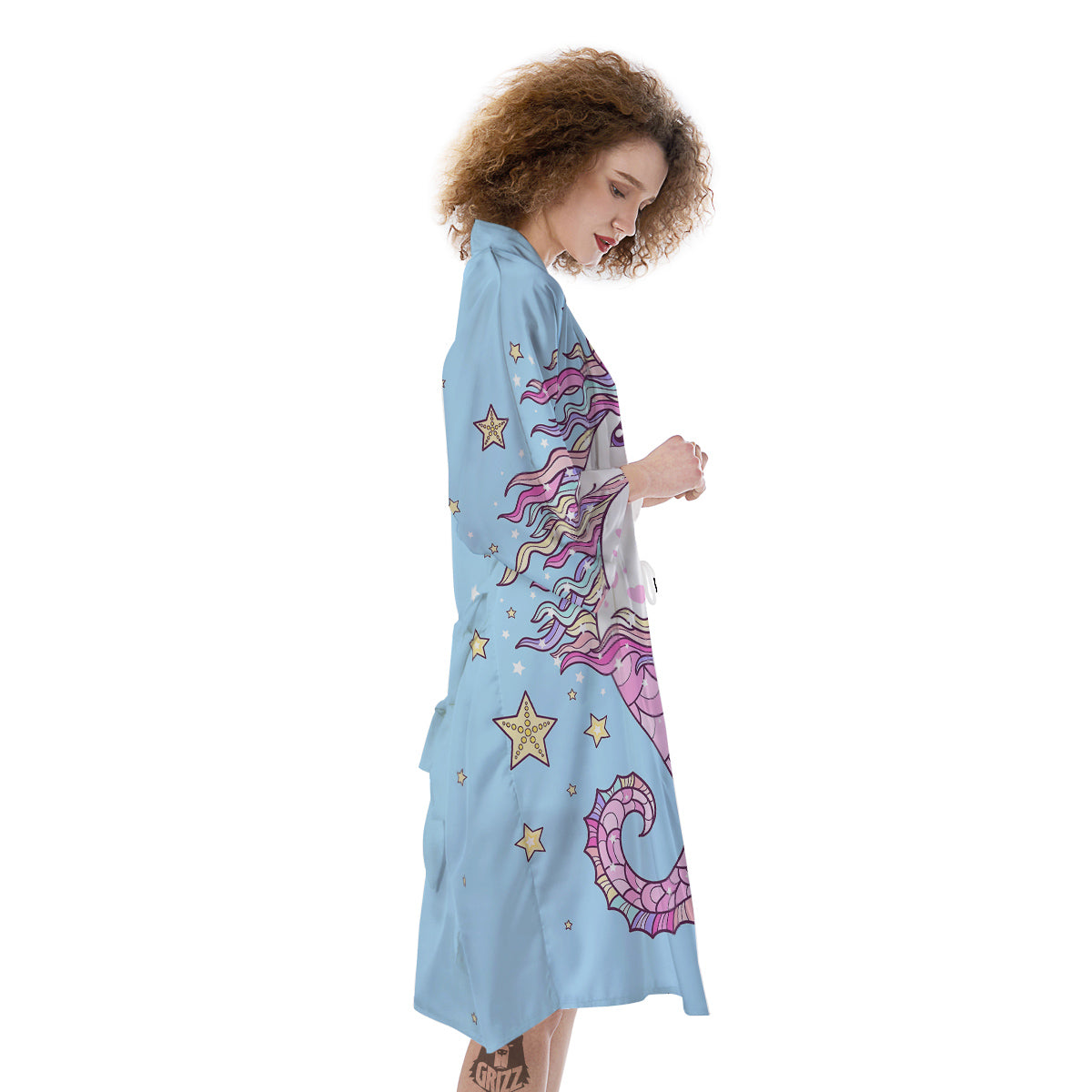 Seahorse Colorful Print Kimono-grizzshop