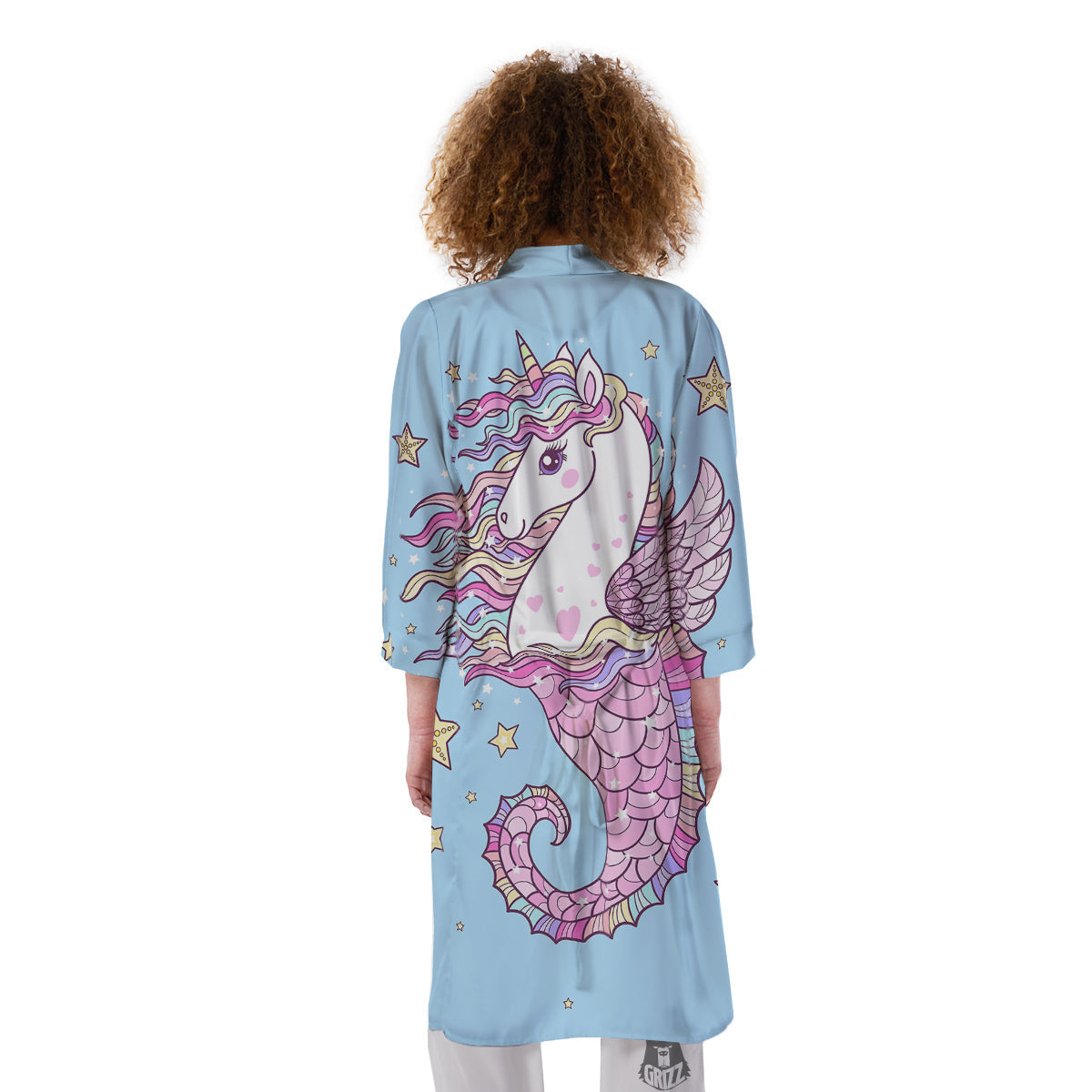 Seahorse Colorful Print Kimono-grizzshop