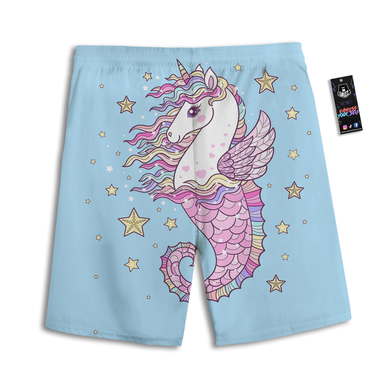 Seahorse Colorful Print Men's Athletic Shorts