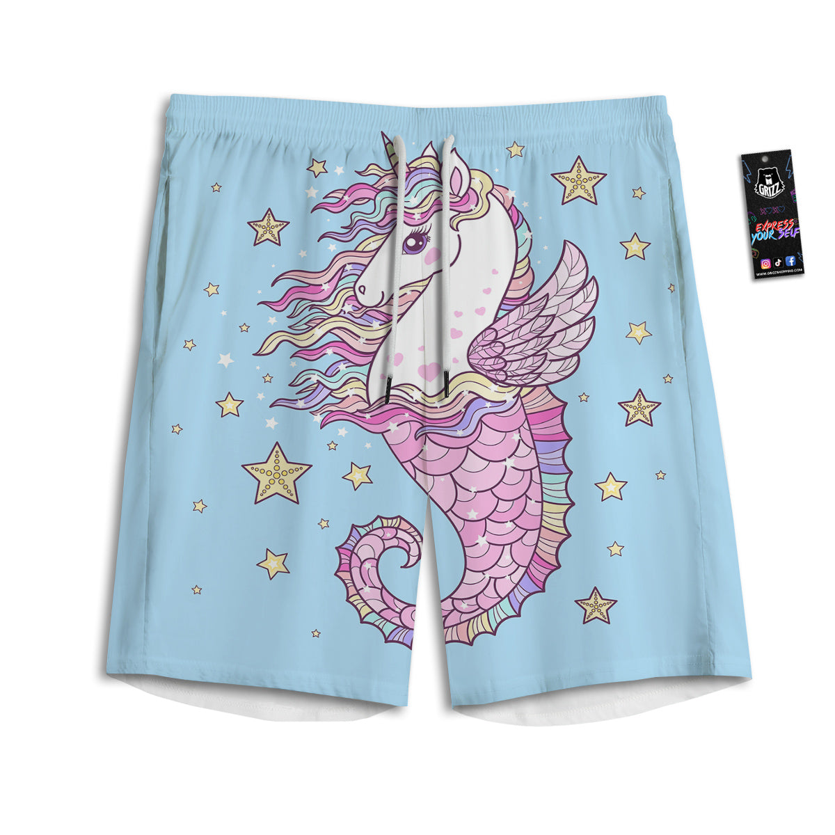 Seahorse Colorful Print Men's Athletic Shorts
