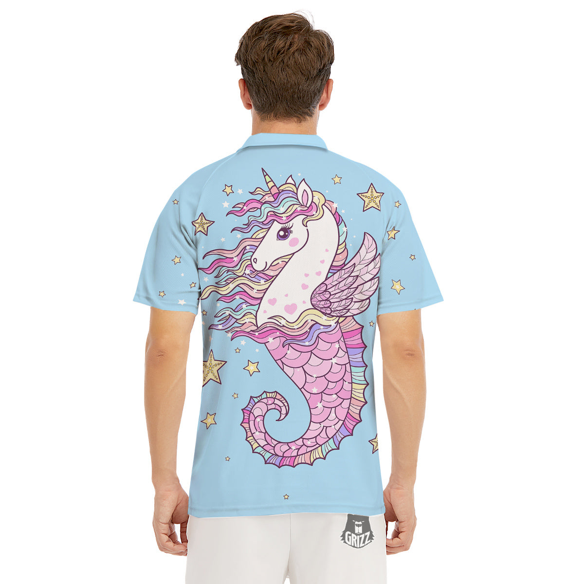 Seahorse Colorful Print Men's Golf Shirts-grizzshop