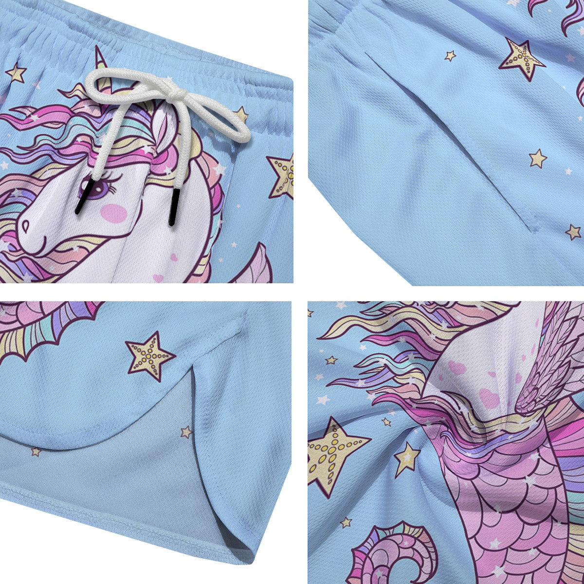 Seahorse Colorful Print Men's Running Shorts-grizzshop