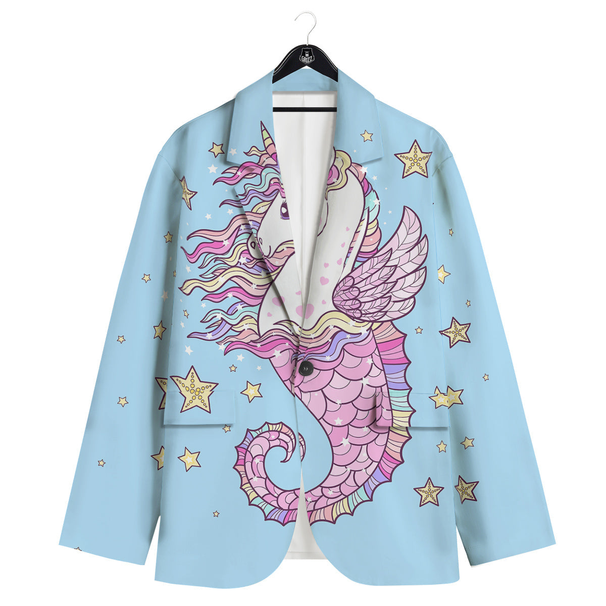 Seahorse Colorful Print Men's Sport Coat-grizzshop