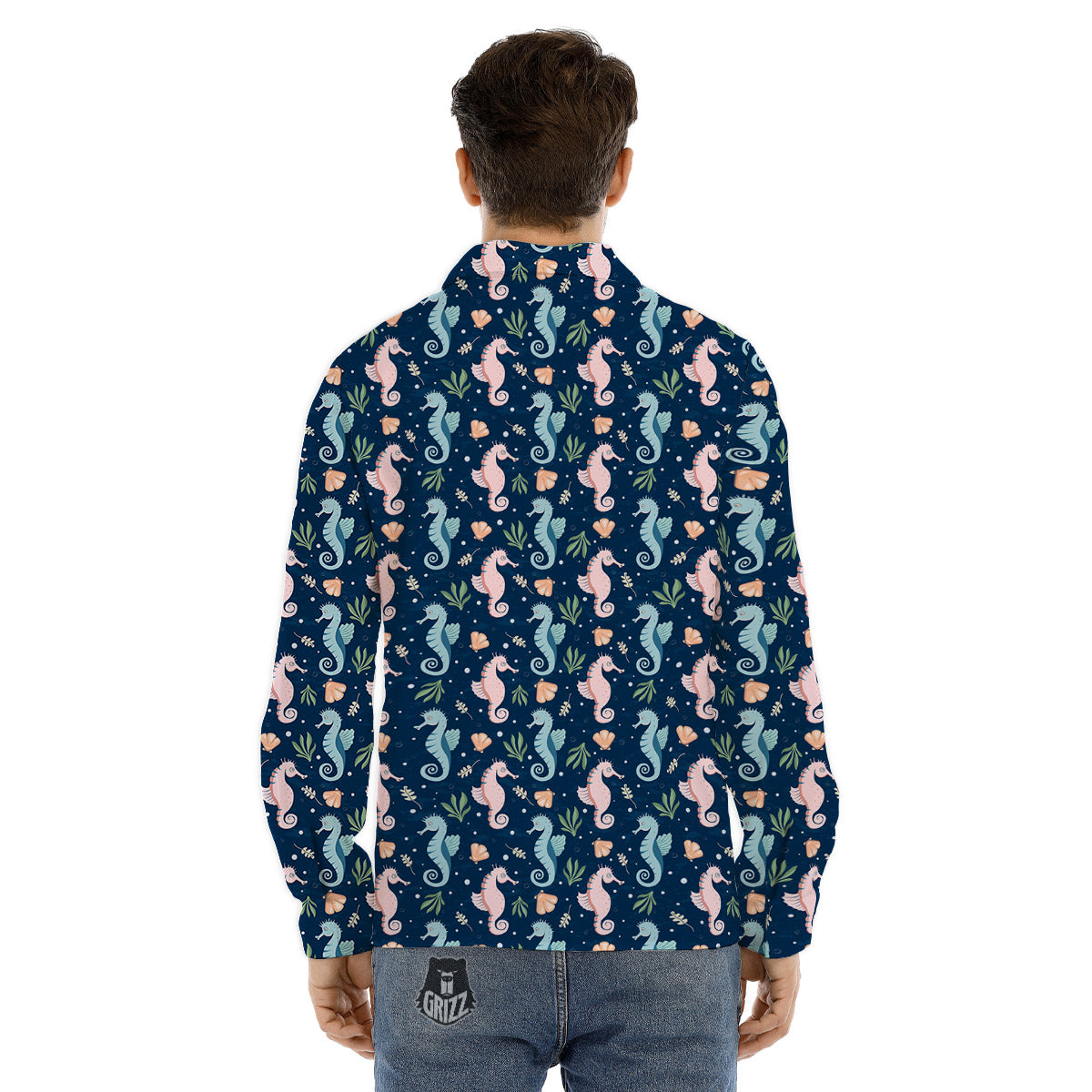 Seahorse Colorful Print Pattern Men's Dress Shirts-grizzshop